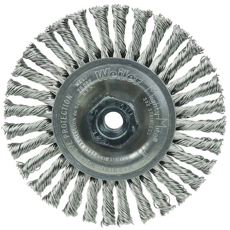 Weiler Mini Roughneck 4" Stringer Bead Wire Wheel, .020" Fill, M10x1.25 Nut 13132